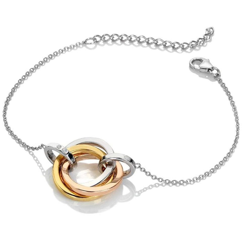 Hot Diamonds Trio Interlocked Tri-Colour Circle Bracelet