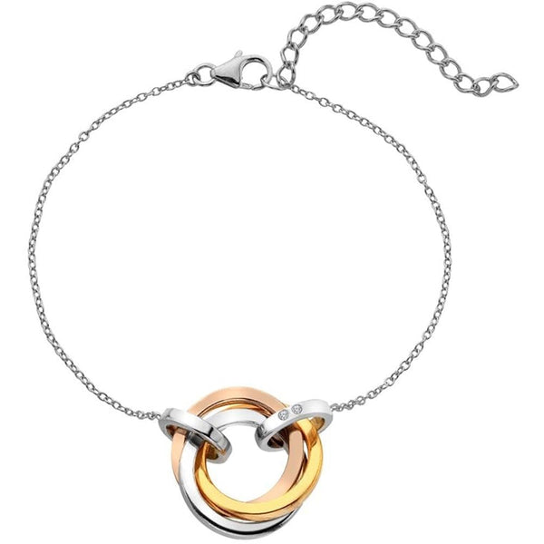 Hot Diamonds Trio Interlocked Tri-Colour Circle Bracelet