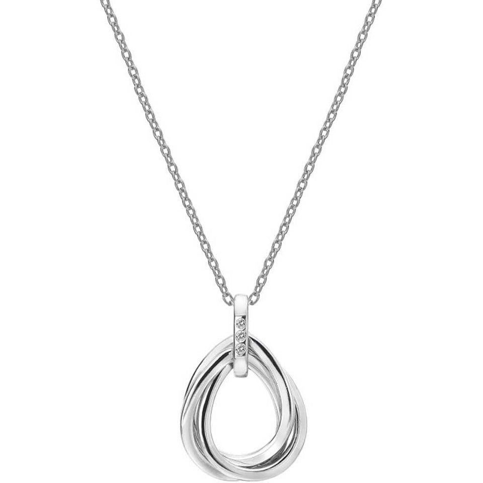 Hot Diamonds Trio Linked Open Teardrop Necklace