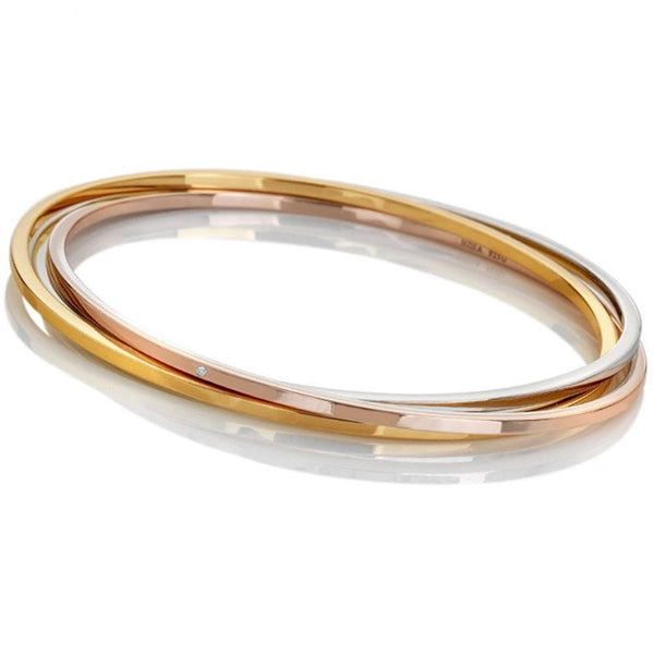 Hot Diamonds Trio Multi Stacked Interlocking Tri-Colour Bangel