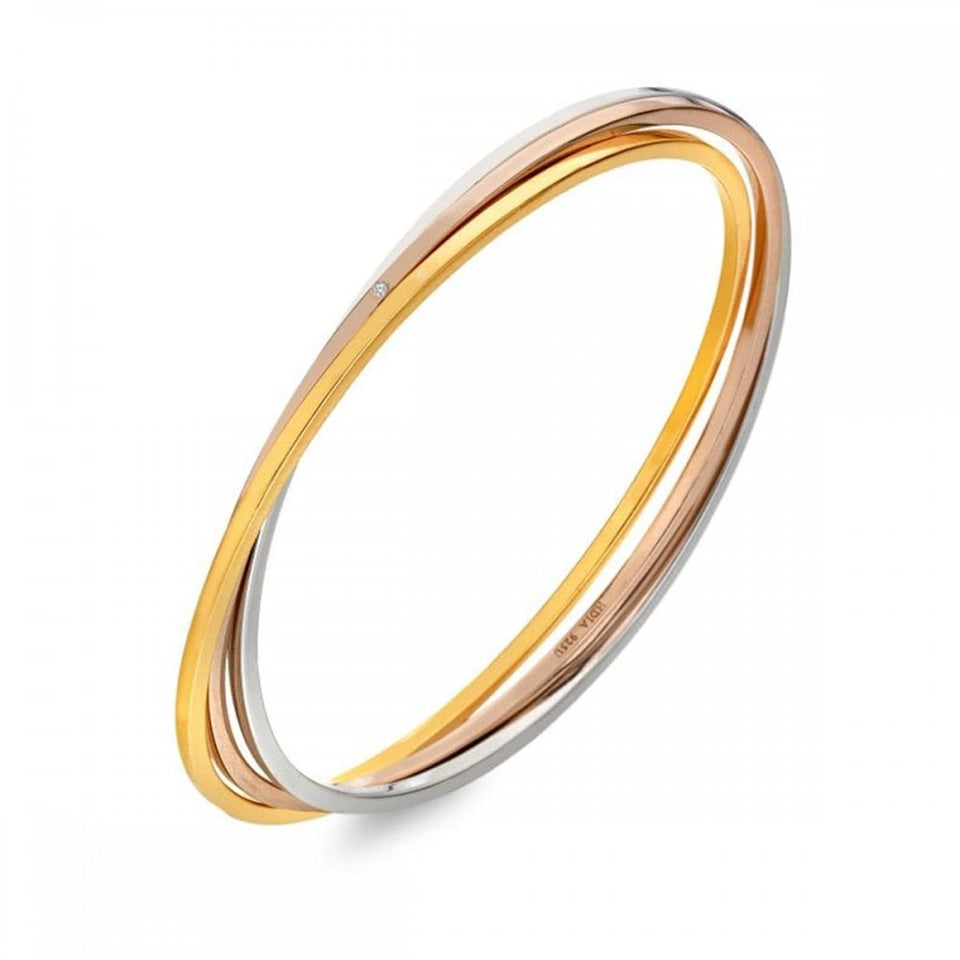 Hot Diamonds Trio Multi Stacked Interlocking Tri-Colour Bangel