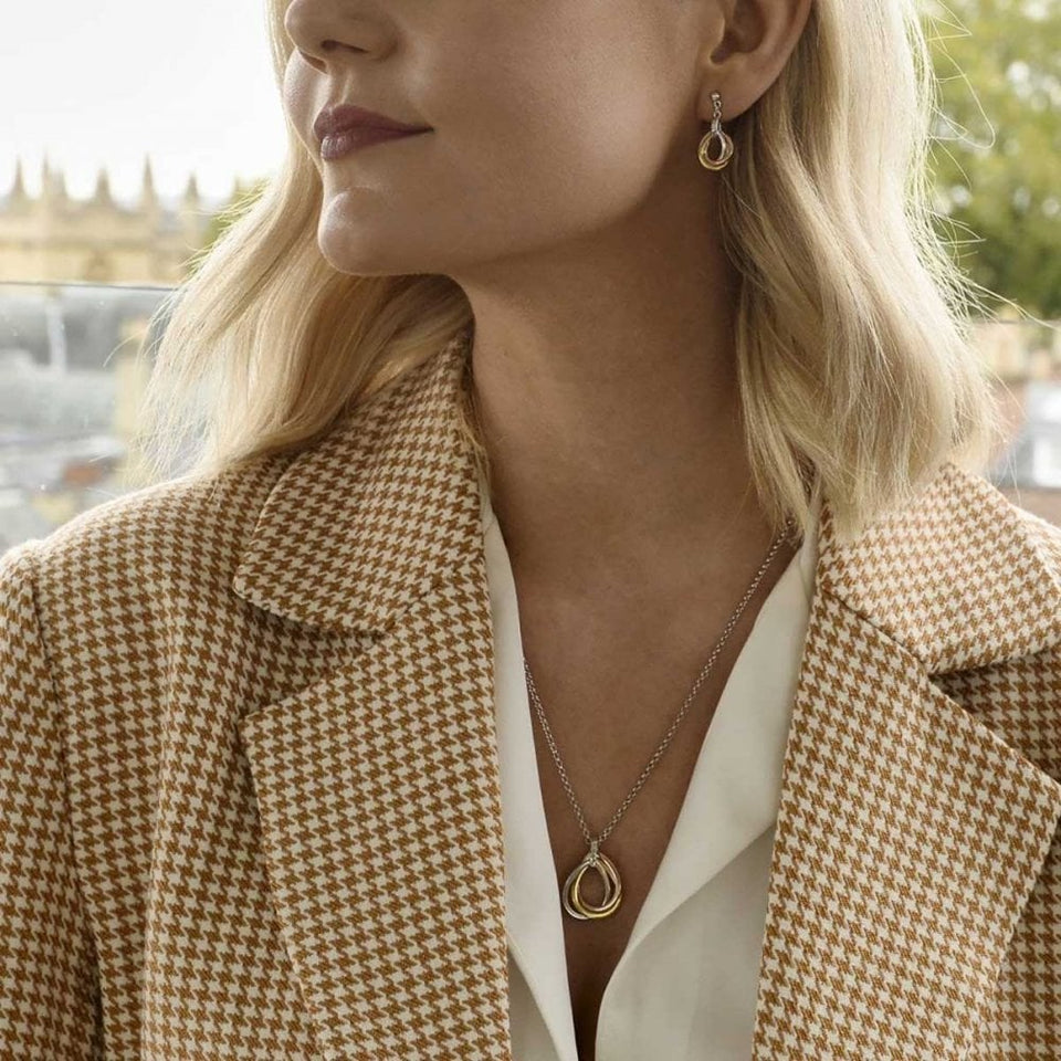 Hot Diamonds Trio Three Tone Interlocked Drop Earrings