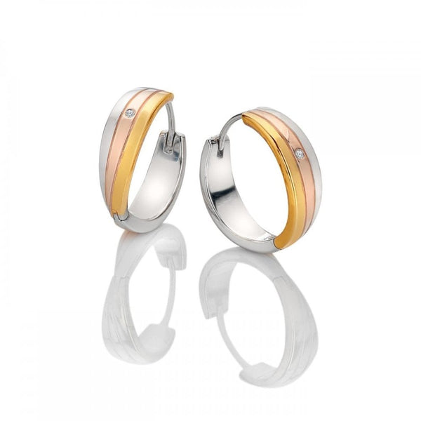 Hot Diamonds Trio Tri Colour Huggie Hoop Earrings