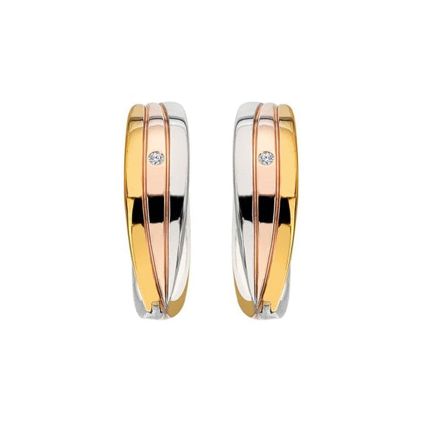 Hot Diamonds Trio Tri Colour Huggie Hoop Earrings