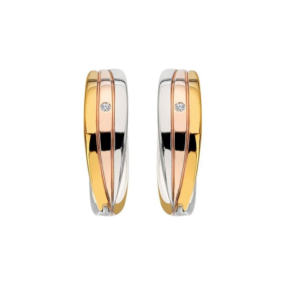 Hot Diamonds Trio Tri Colour Huggie Hoop Earrings