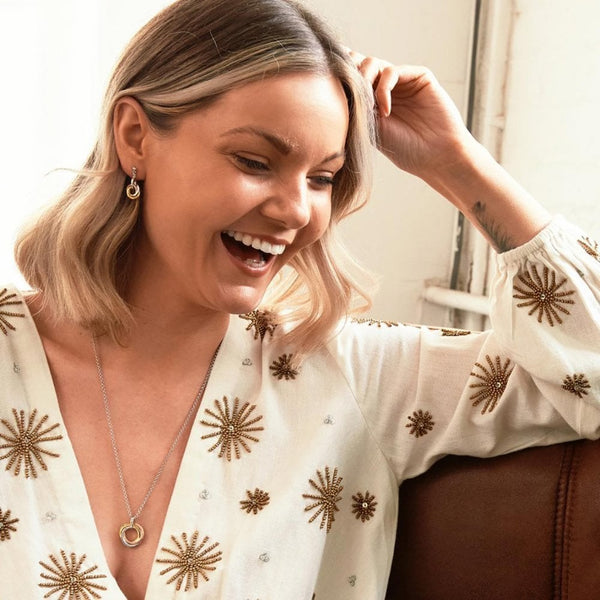 Hot Diamonds Trio Two Tone Calm Interlinked Drop Earrings