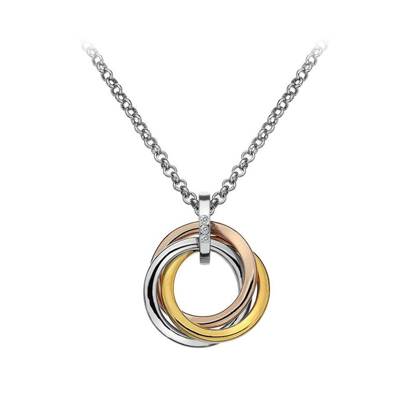 Hot Diamonds Trio Two Tone Interlinked Circle Necklace