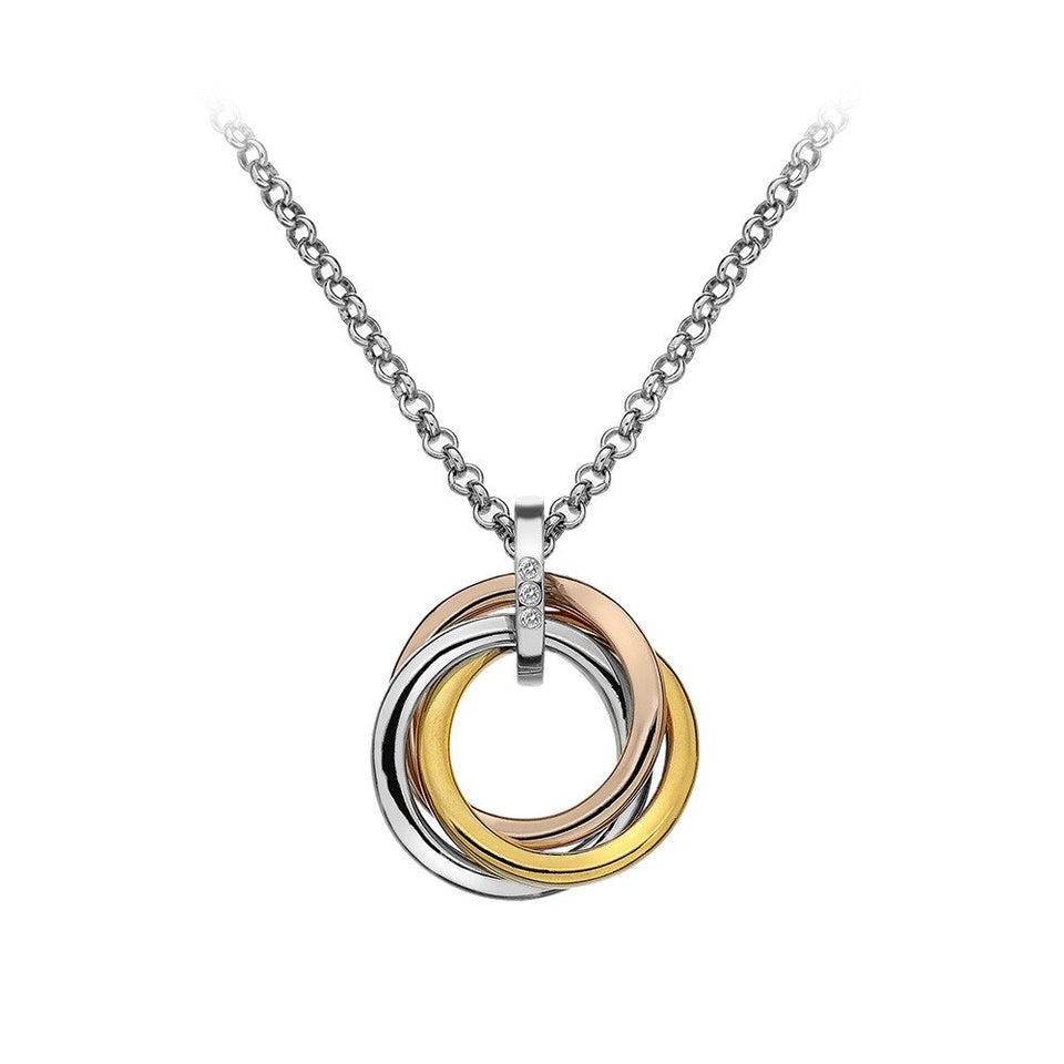 Hot Diamonds Trio Two Tone Interlinked Circle Necklace