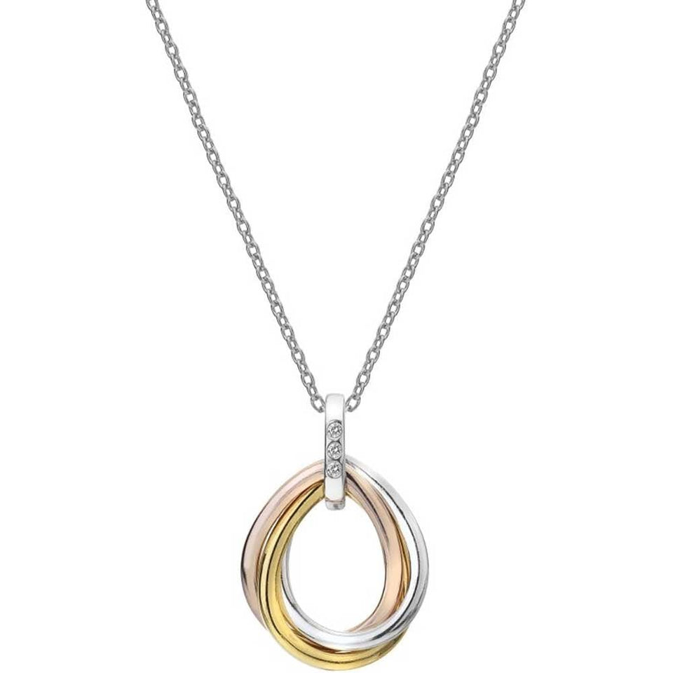 Hot Diamonds Trio Two Tone Open Teardrop Necklace