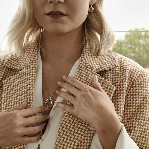 Hot Diamonds Trio Two Tone Open Teardrop Necklace