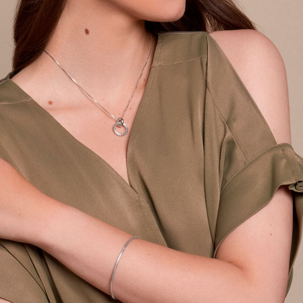 Hot Diamonds Woven Open Circle Necklace