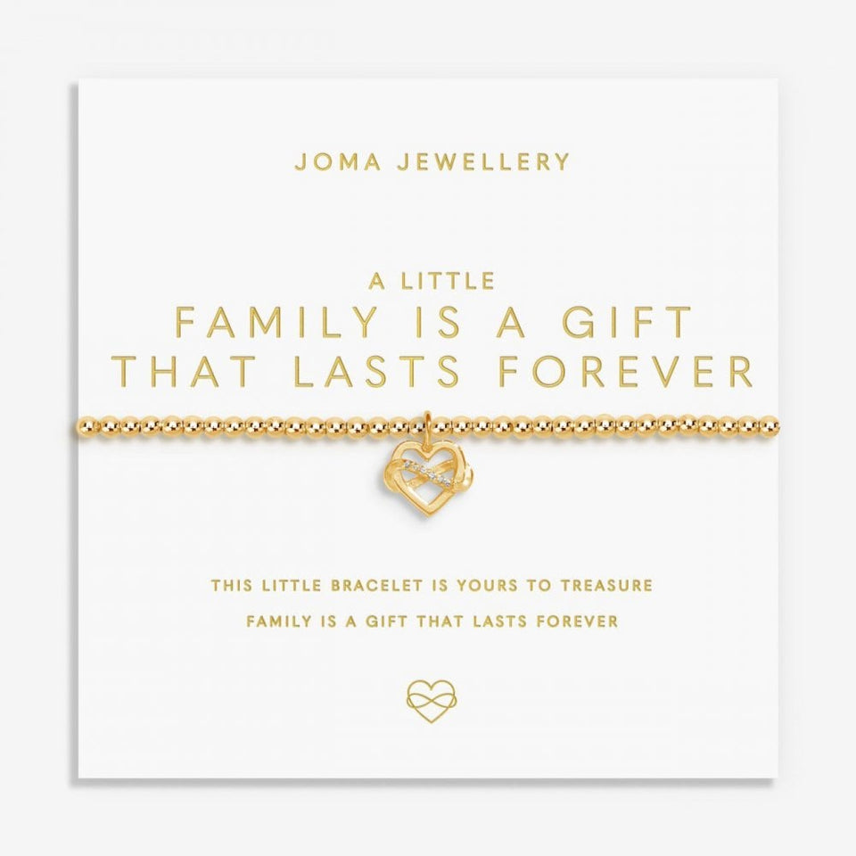 Joma Jewellery A Little 'Family Is A Gift That Lasts Forever' Bracelet In Gold Plating