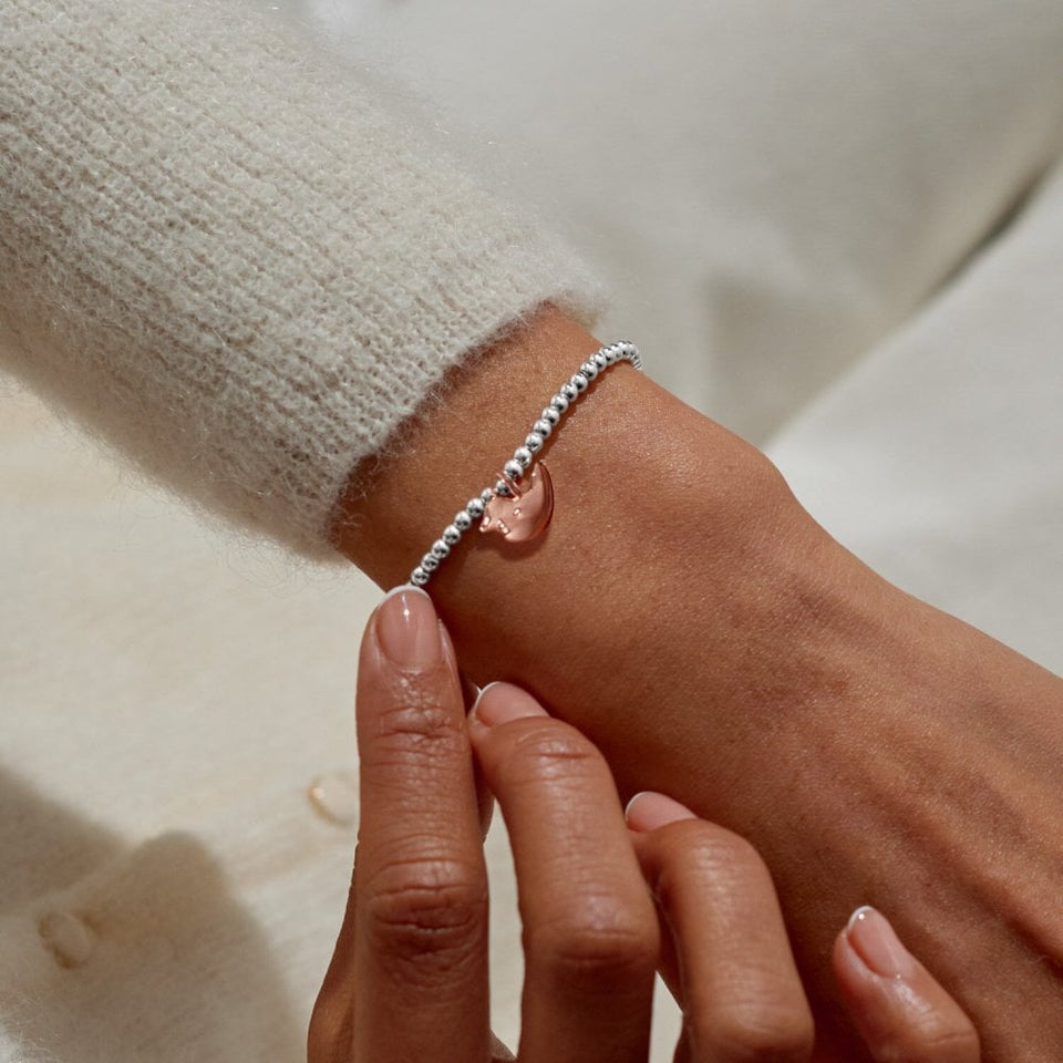 Joma Jewellery Christmas Cracker 'Christmas Robin' Bracelet in Silver & Rose Plating