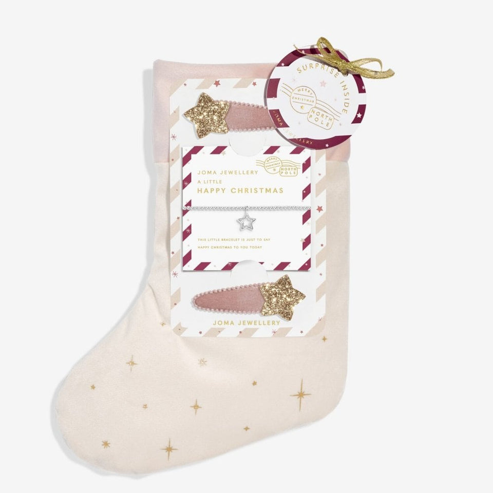 Joma Jewellery Christmas Kids Stocking 'Happy Christmas' Bracelet & Hair Clips Gift Set