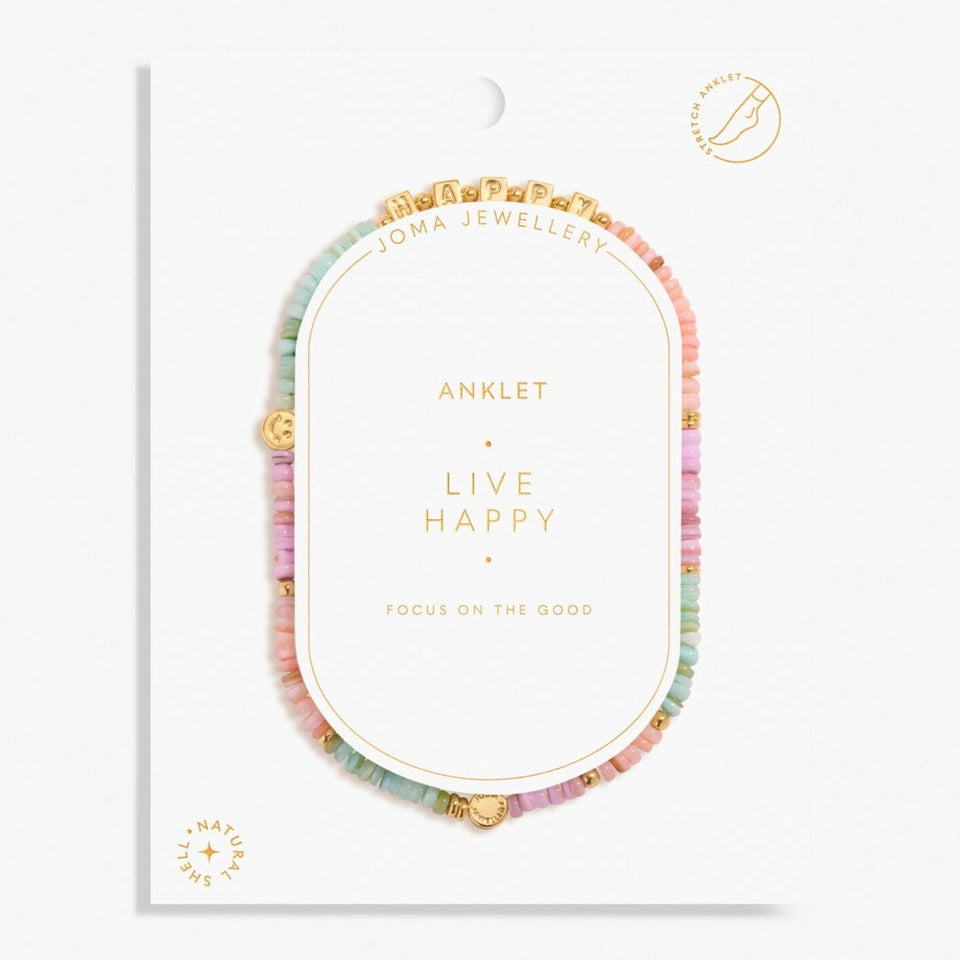 Joma Jewellery Happy Little Moments 'Live Happy' Anklet