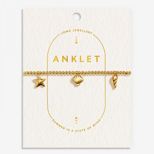 Joma Jewellery Ladies Gold Tone Shell Charms Anklet