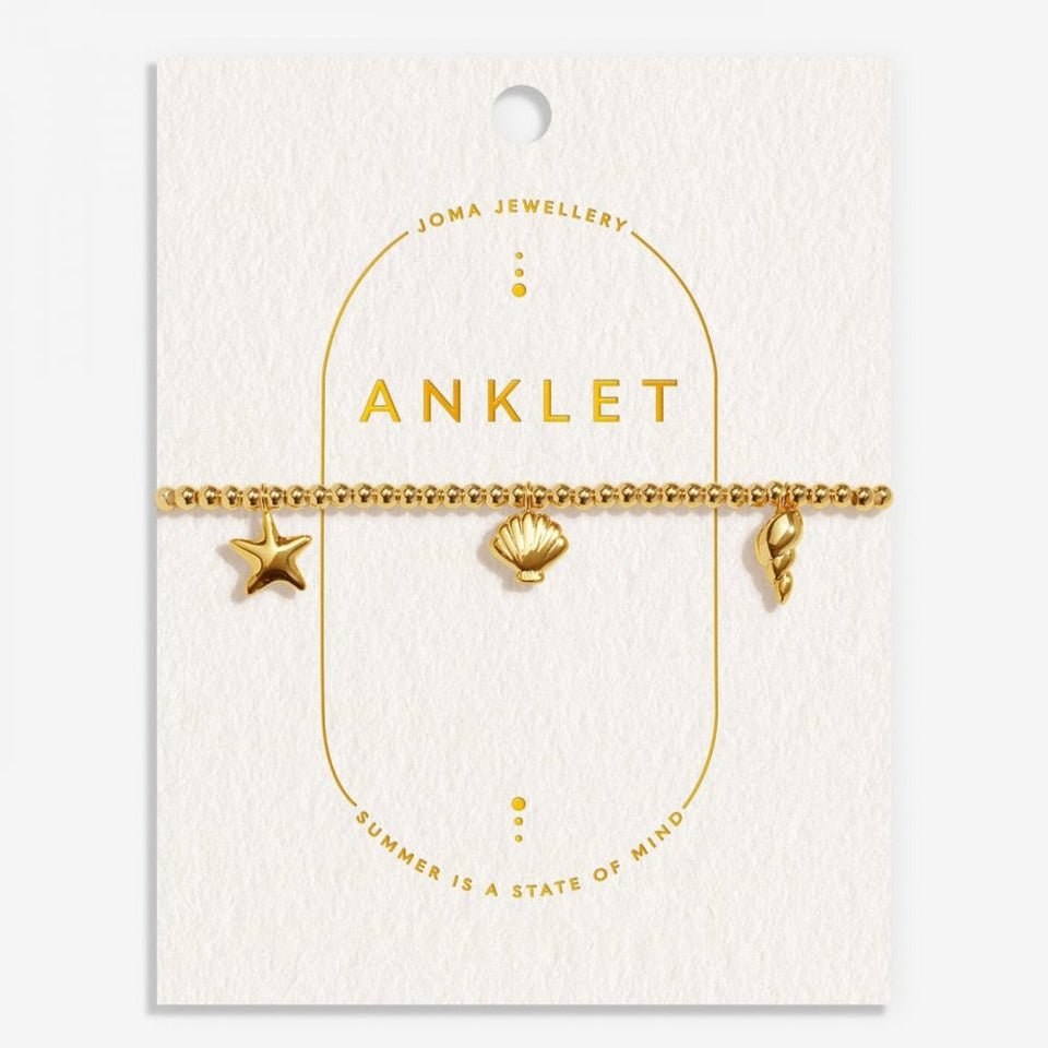 Joma Jewellery Ladies Gold Tone Shell Charms Anklet