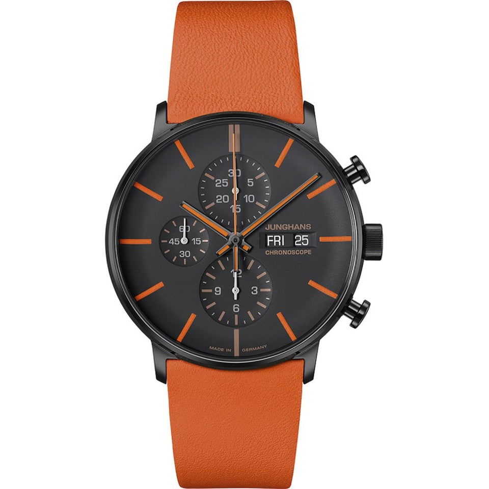 Junghans FORM A Chronoscope' 42mm Orange Strap Watch