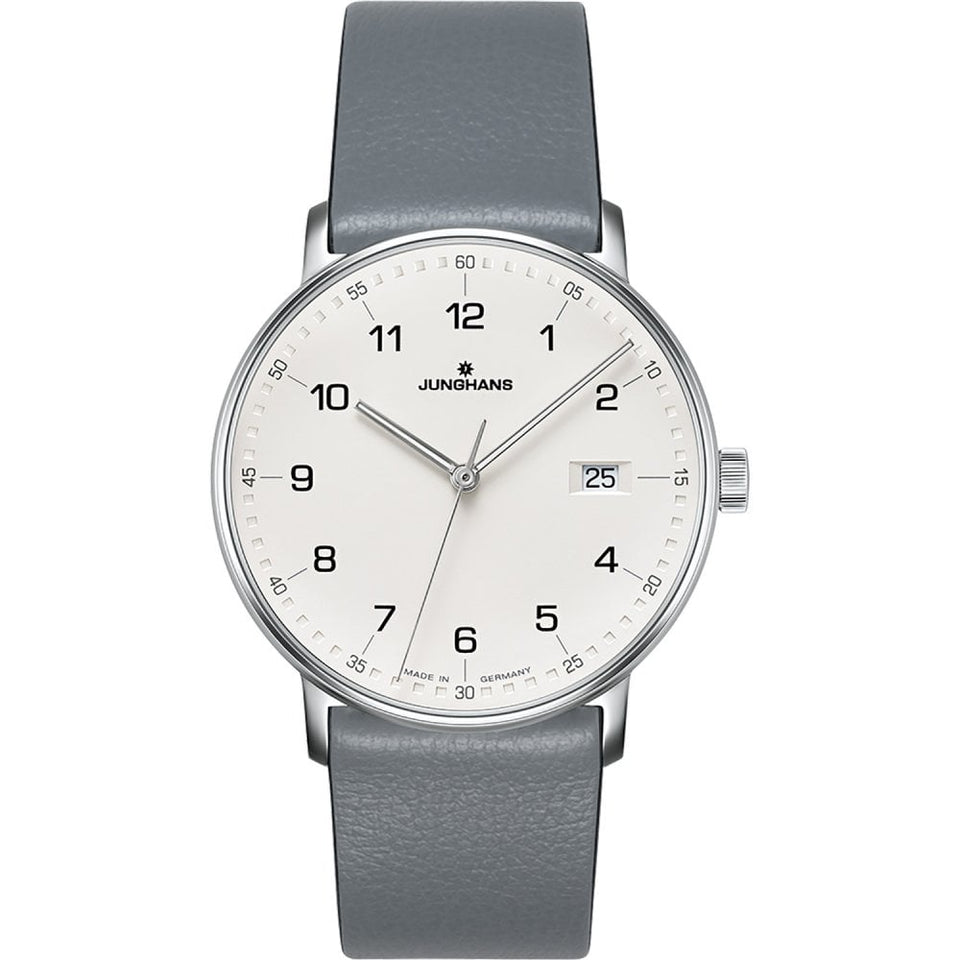 Junghans FORM Quartz Grey Calfskin Strap Watch