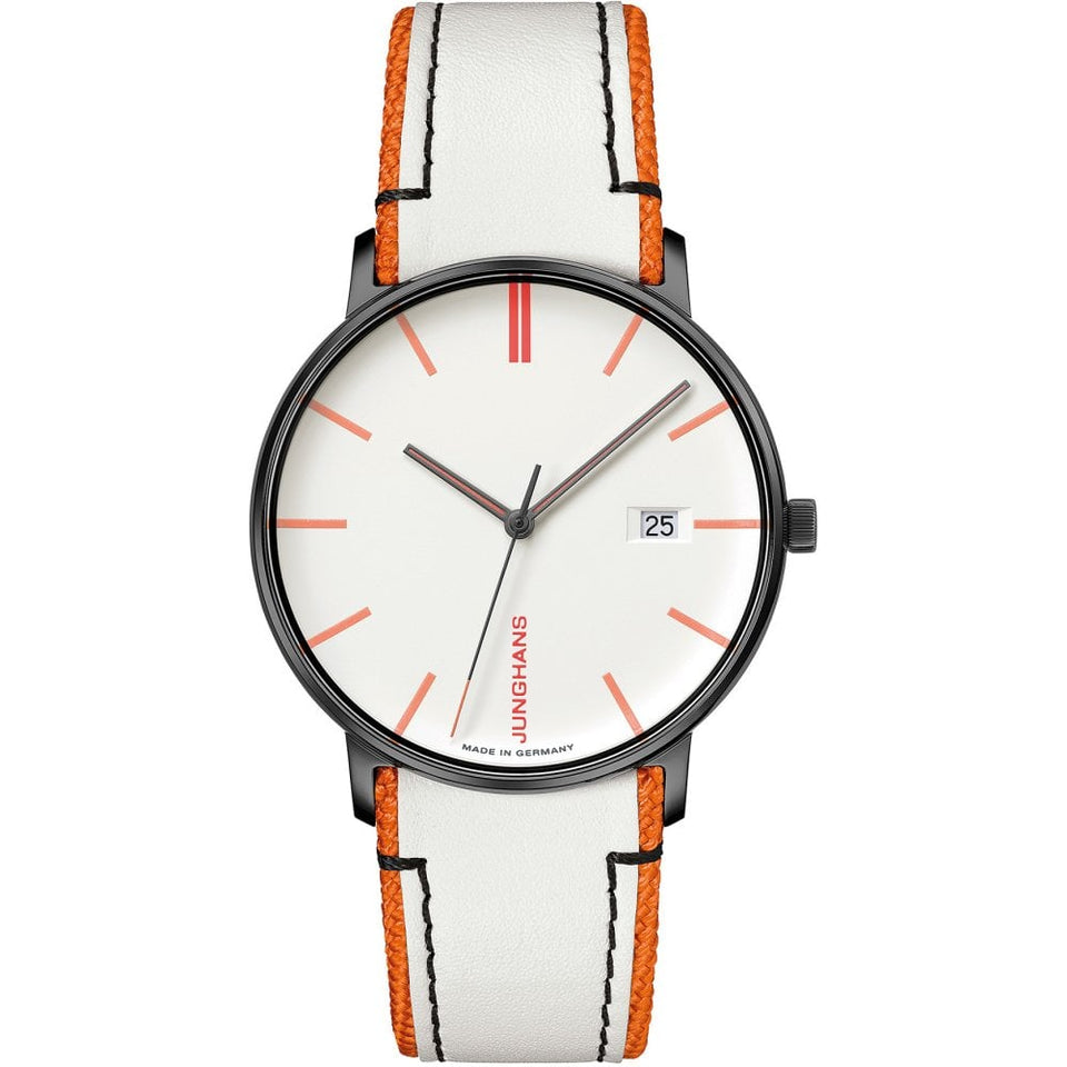 Junghans FORM Quarz 40mm White Leather Strap Watch