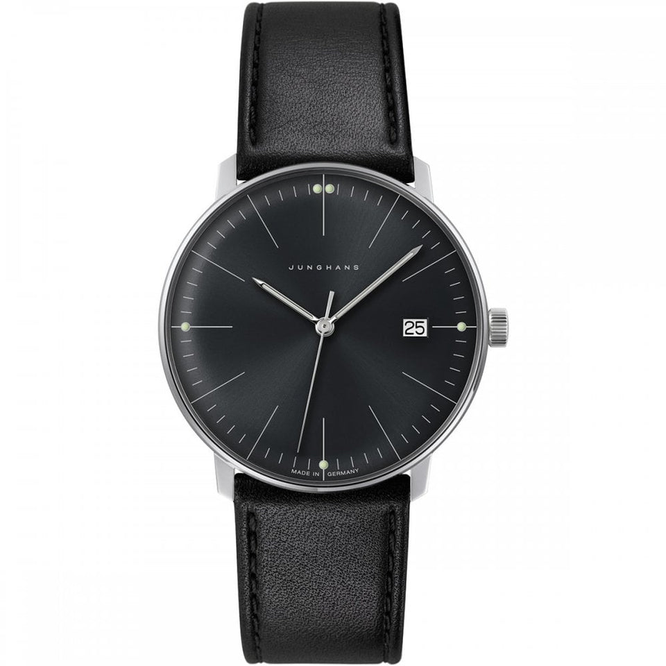 Junghans Gent's Max Bill Quartz Black Strap 38mm Watch