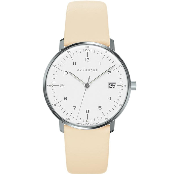 Junghans Ladies 32mm Max Bill Cream Leather Strap Watch
