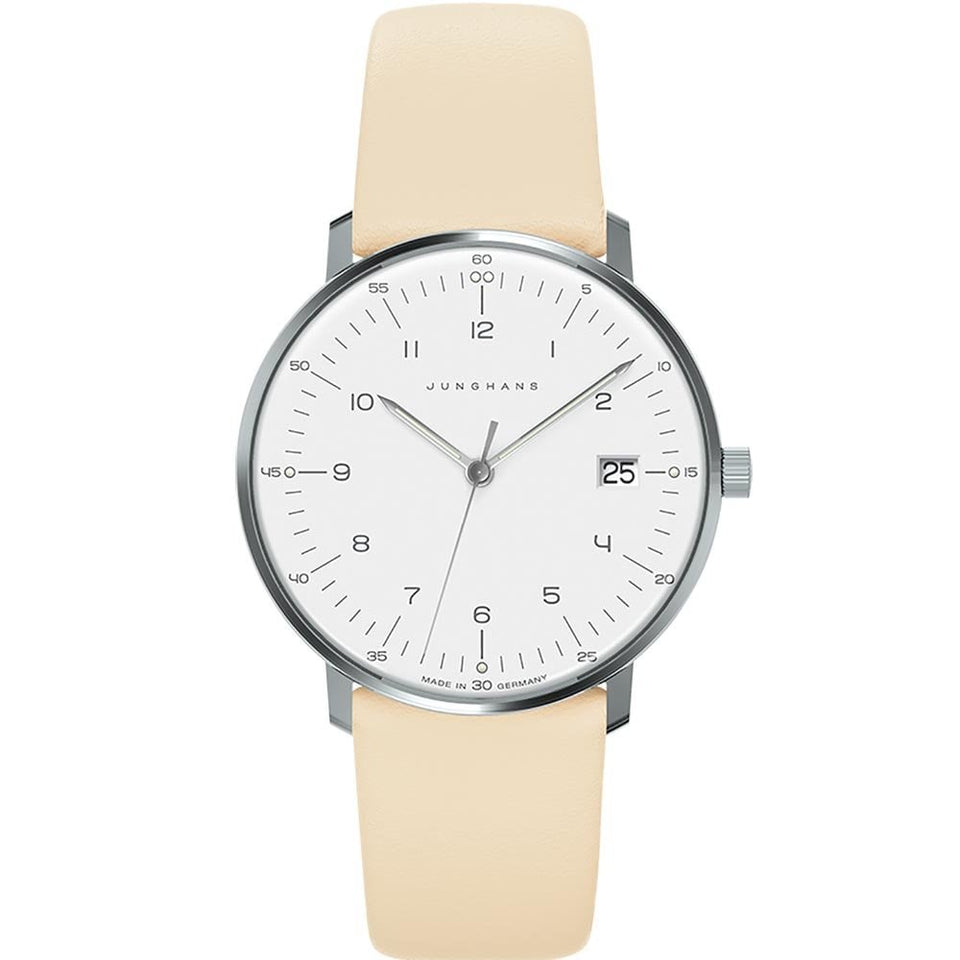 Junghans Ladies 32mm Max Bill Cream Leather Strap Watch
