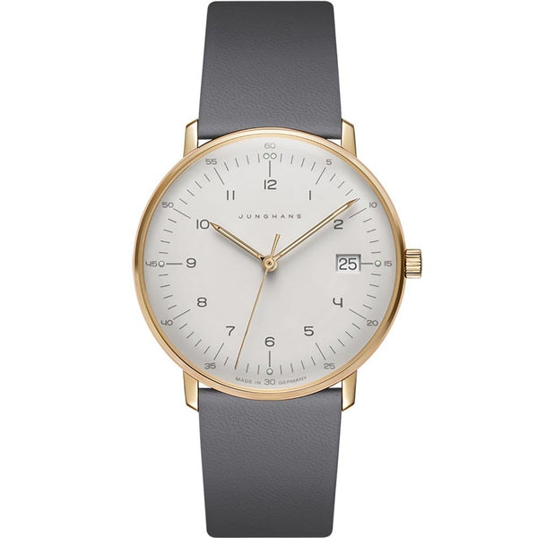 Junghans Ladies Max Bill 32mm Grey Leather Quartz Watch