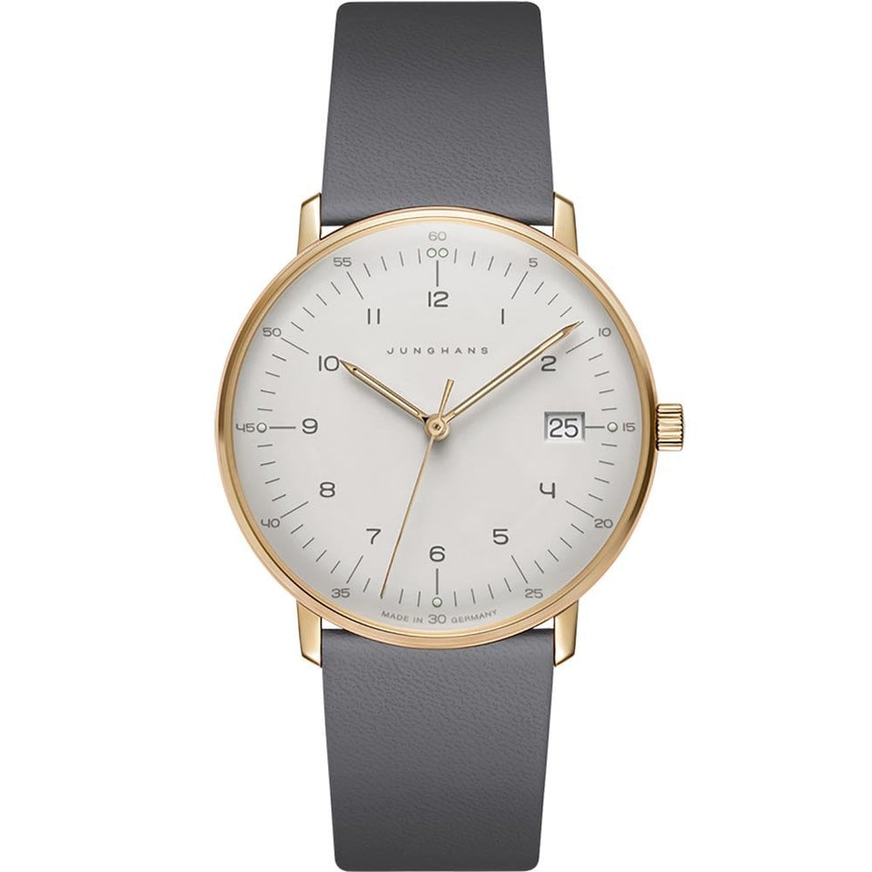 Junghans Ladies Max Bill 32mm Grey Leather Quartz Watch