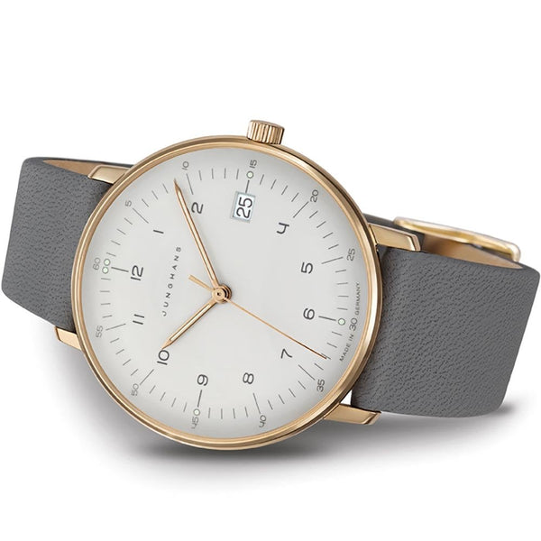 Junghans Ladies Max Bill 32mm Grey Leather Quartz Watch