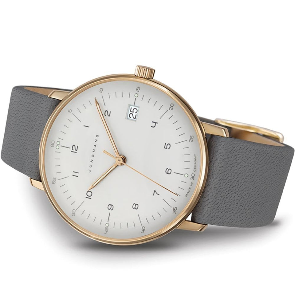 Junghans Ladies Max Bill 32mm Grey Leather Quartz Watch