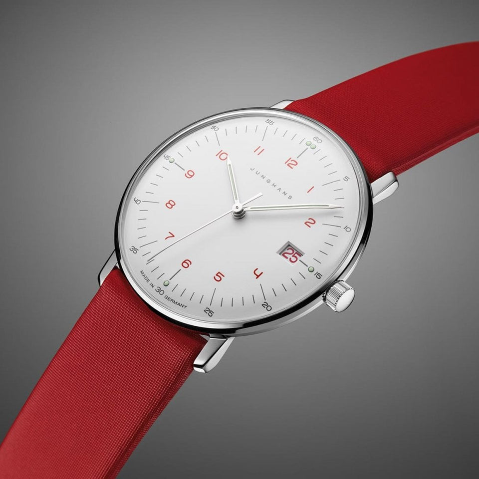 Junghans Ladies Max Bill 32mm Red Leather Quartz Watch
