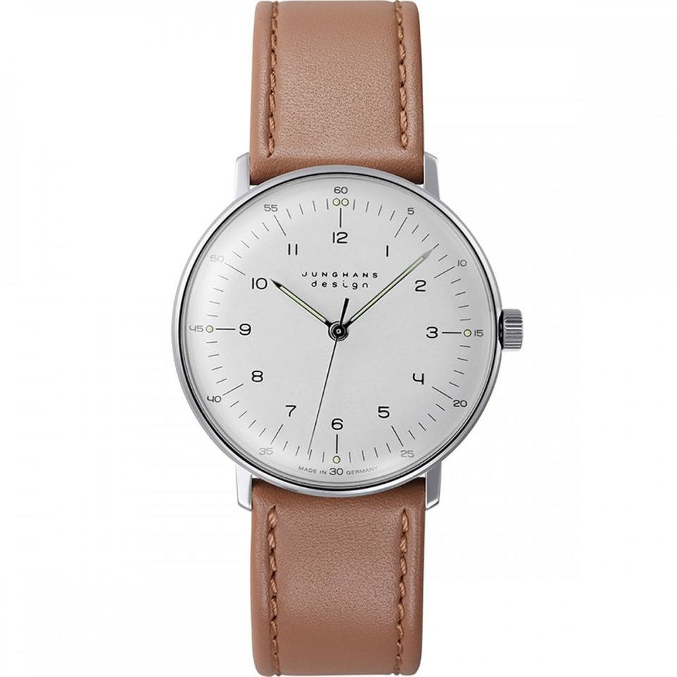 Junghans Max Bill Handaufzug Hand-Wound 34mm Brown Strap Watch