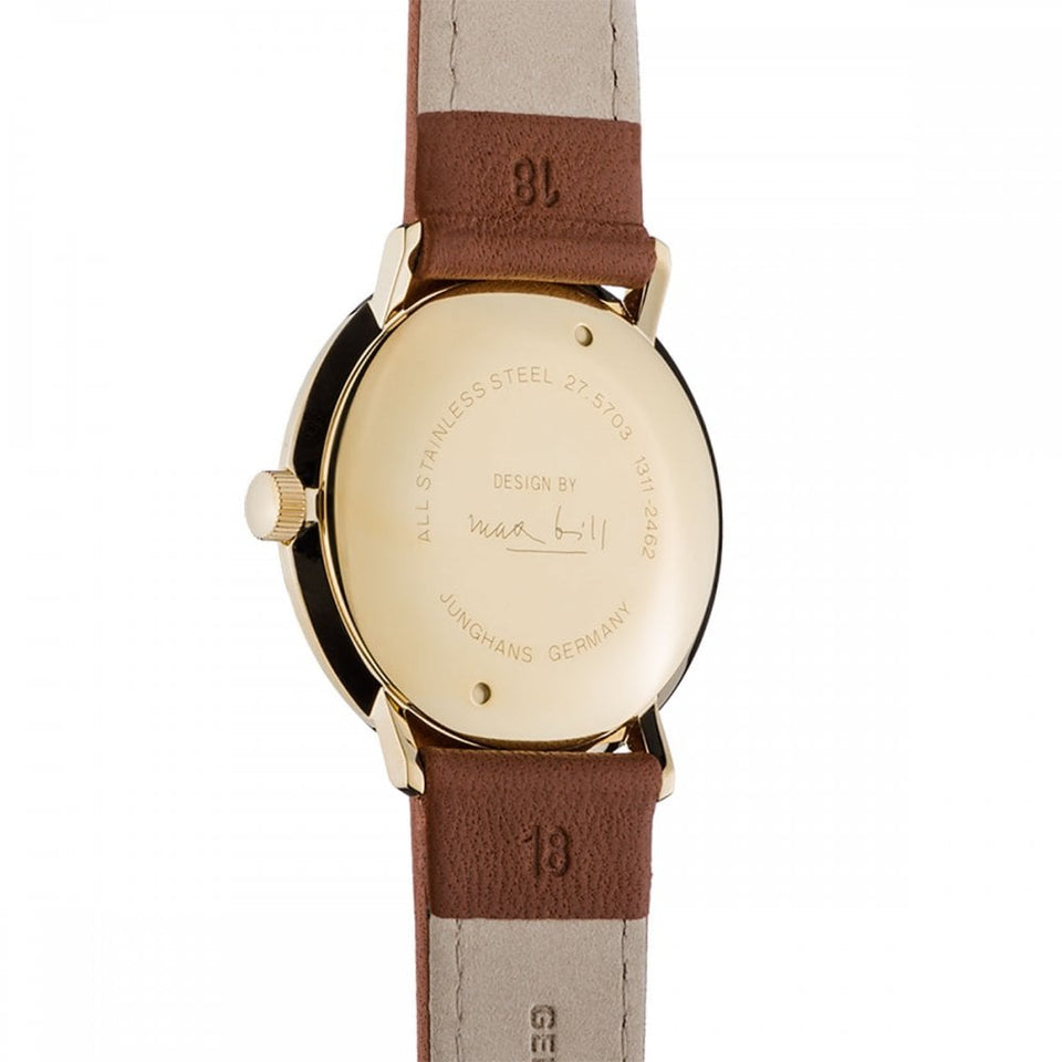 Junghans Max Bill Handaufzug Tan Leather 34mm Watch