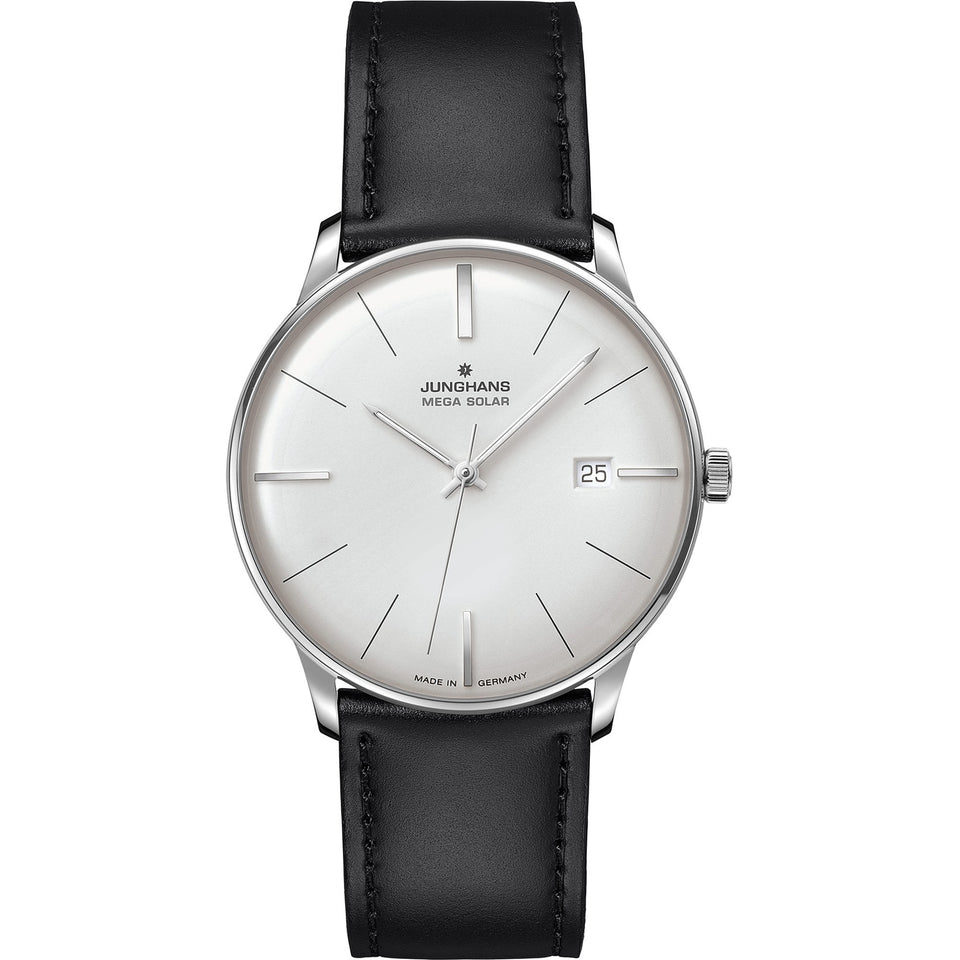 Junghans Meister MEGA Solar 38mm Black Leather Watch