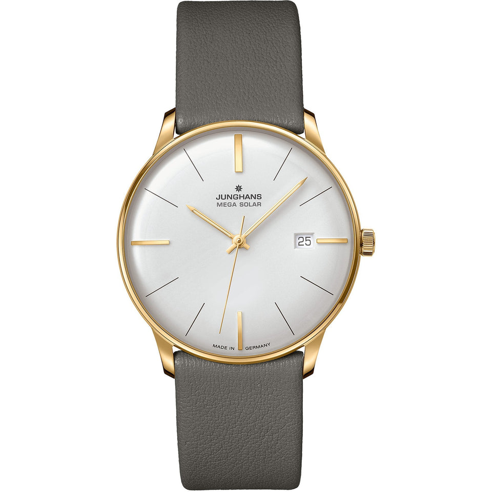Junghans Meister MEGA Solar 38mm Grey Leather Watch