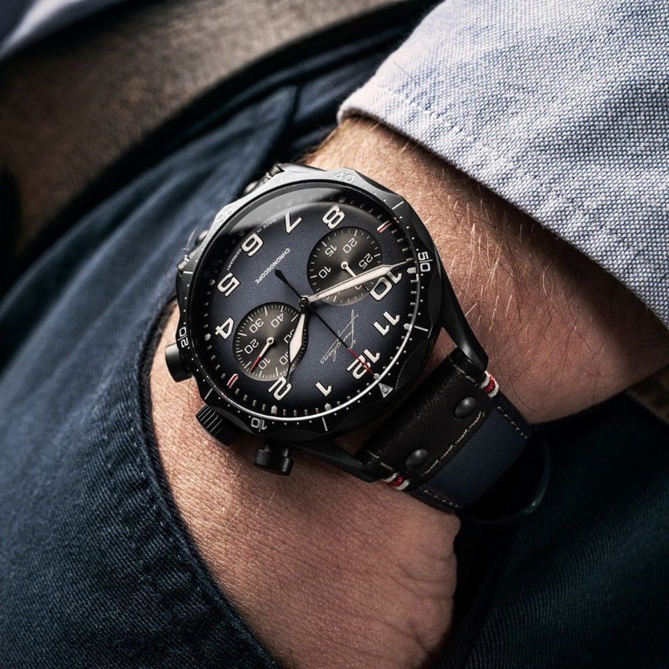 Junghans Meister Pilot Chronoscope Navy Blue Watch (XXX/300)
