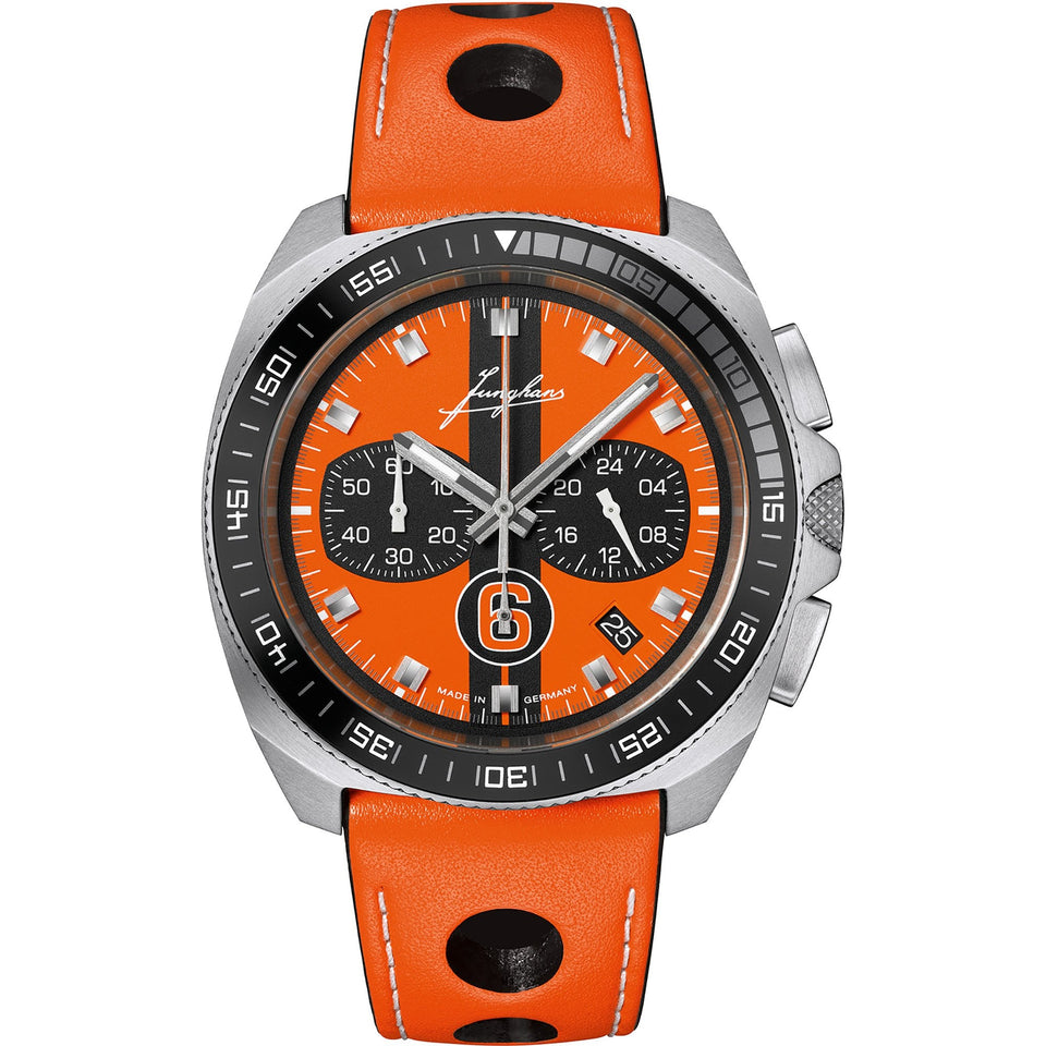 Junghans Mens 43mm 1972 Chronoscope Sports Edition Orange Watch (XXX/200)