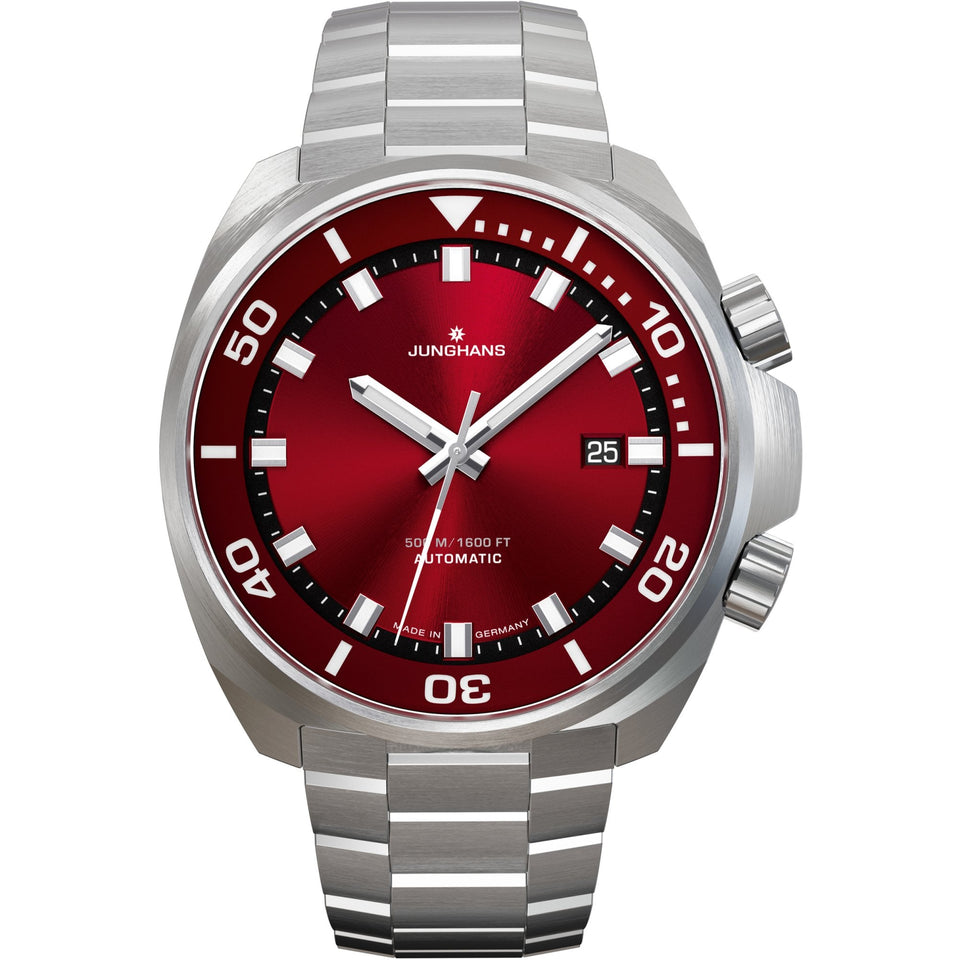 Junghans Mens Aquaris 47mm Red Dial Watch