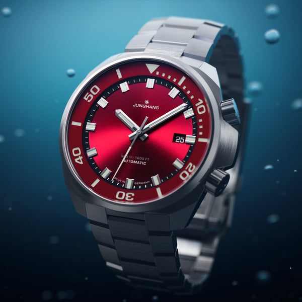 Junghans Mens Aquaris 47mm Red Dial Watch