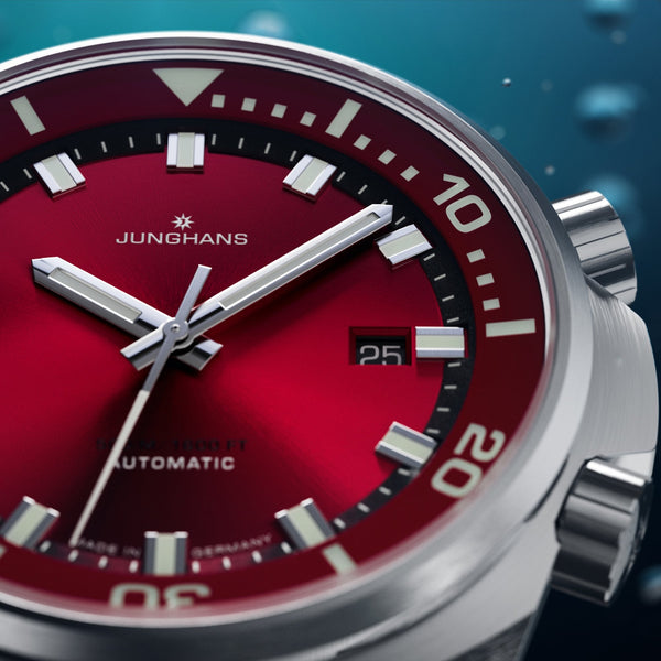 Junghans Mens Aquaris 47mm Red Dial Watch