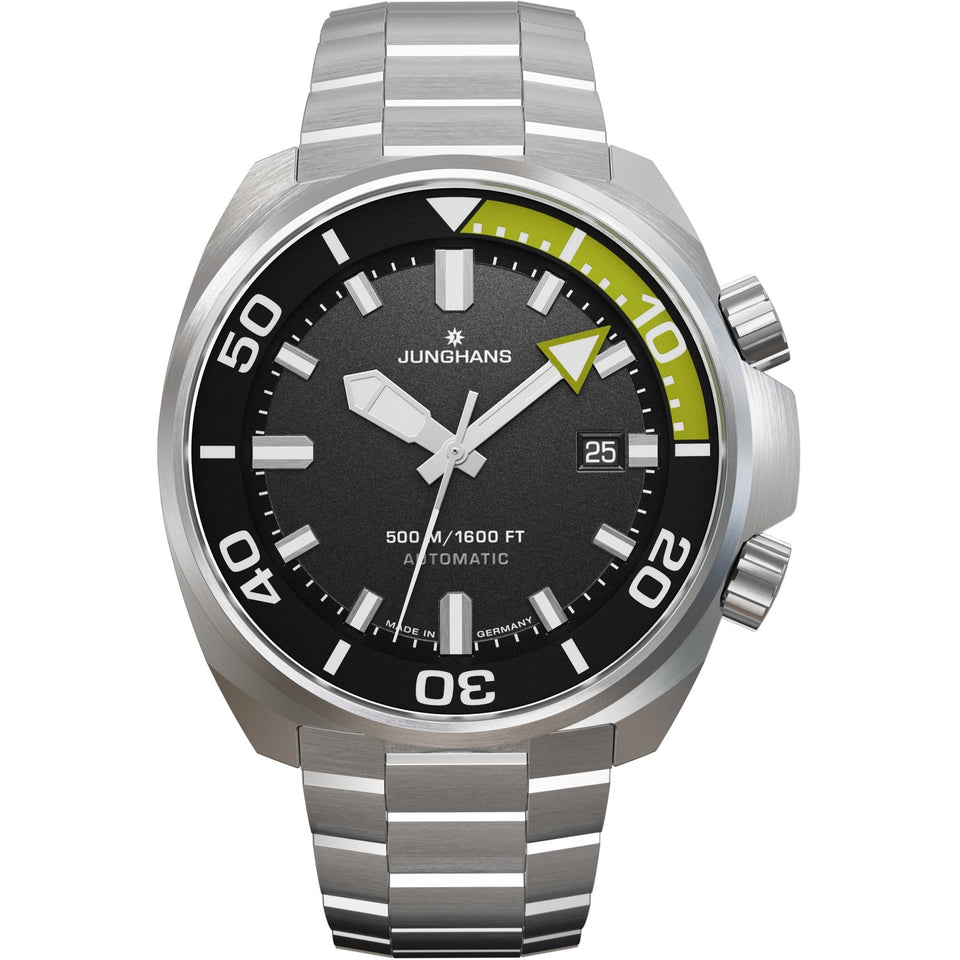 Junghans Mens Aquaris Diver 47mm Black and Green Dial Watch
