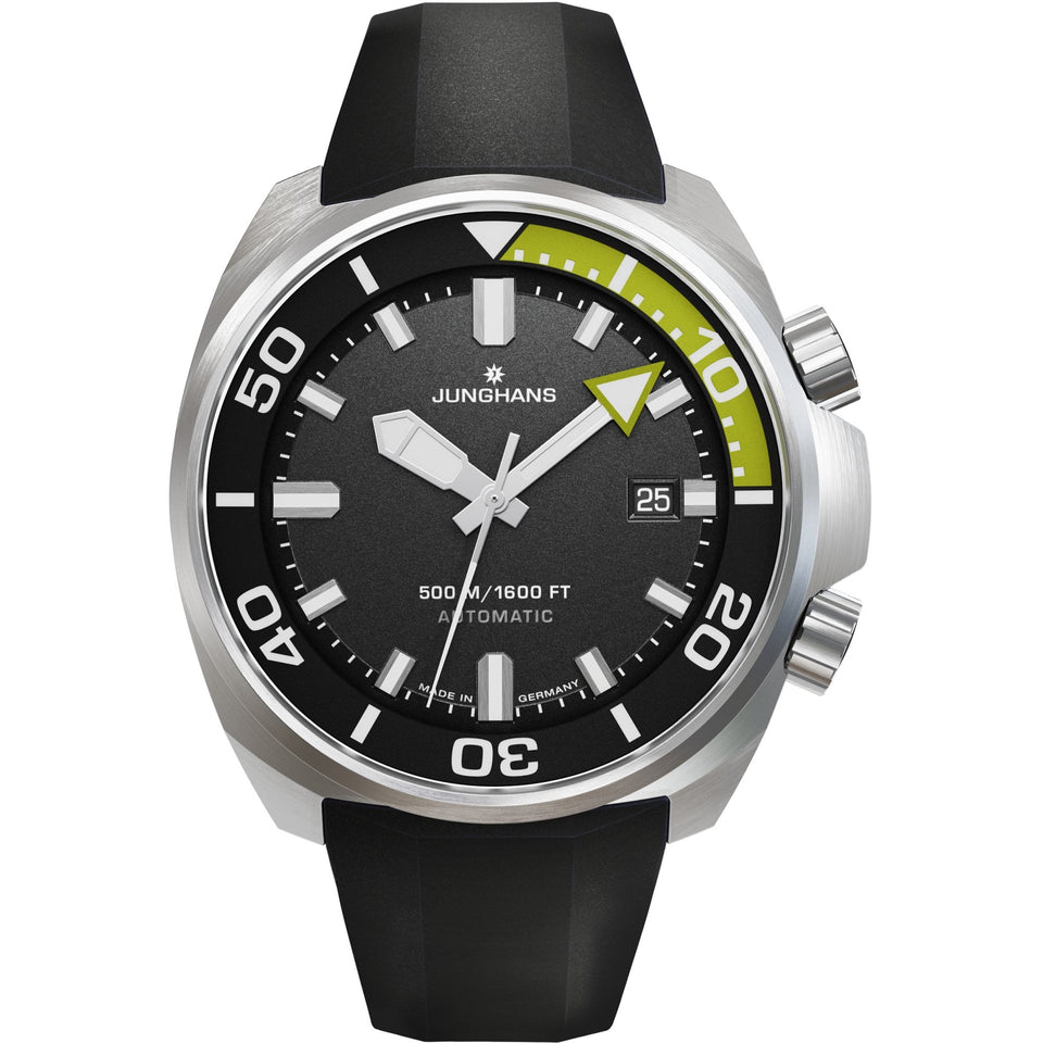 Junghans Mens Aquaris Diver 47mm Black and Green Dial Watch