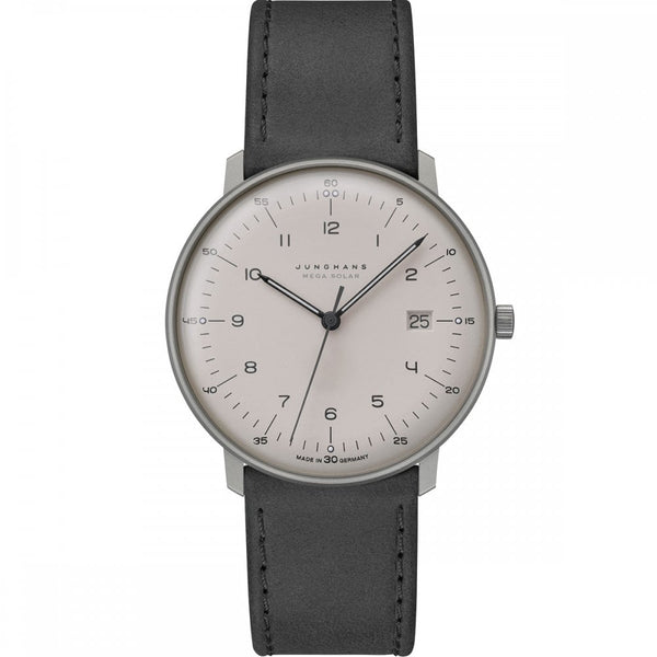 Junghans Men's Max Bill MEGA Solar Black Leather 38mm Watch