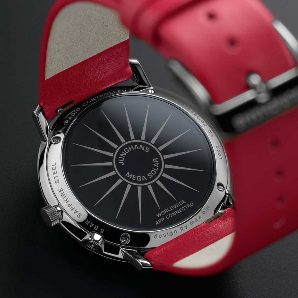 Junghans Men's Max Bill MEGA Solar Red Leather 38mm Watch