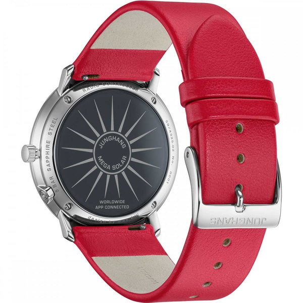 Junghans Men's Max Bill MEGA Solar Red Leather 38mm Watch