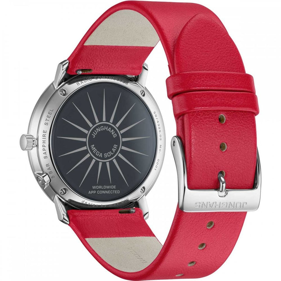 Junghans Men's Max Bill MEGA Solar Red Leather 38mm Watch