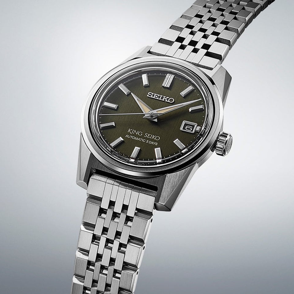 King Seiko Men's ‘Olive Suede’ KSK 6R 38mm Automatic Watch