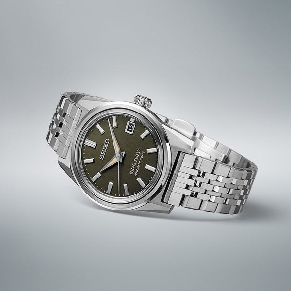 King Seiko Men's ‘Olive Suede’ KSK 6R 38mm Automatic Watch