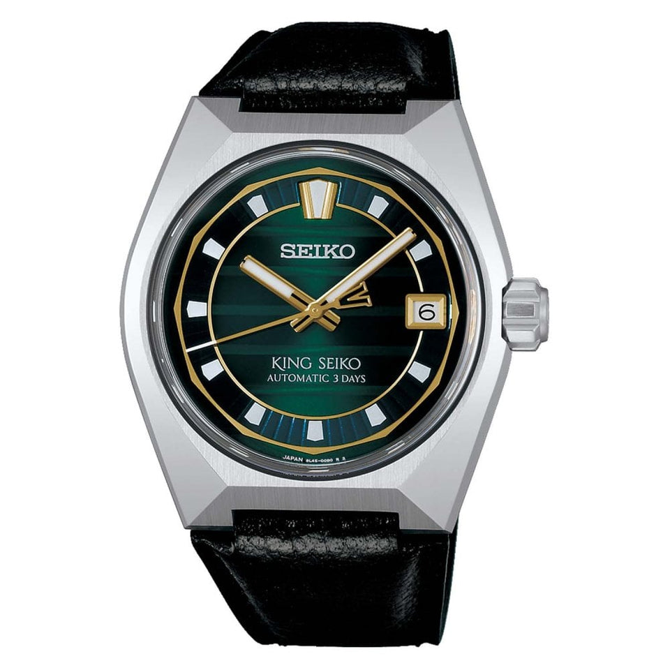 King Seiko VANAC 'Tokyo Horizon' Green-hued Leather Strap Watch